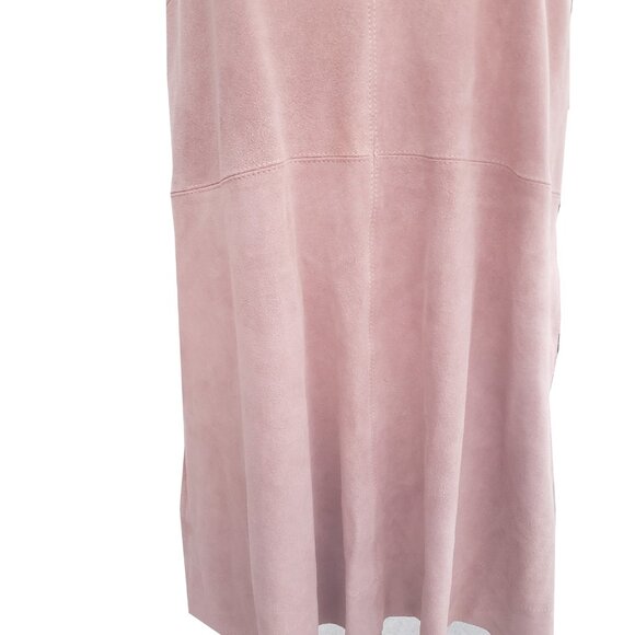 Free People Retro Love Pink Suede Shift Dress V Neck Sleeveless Pockets Medium - Picture 4 of 10